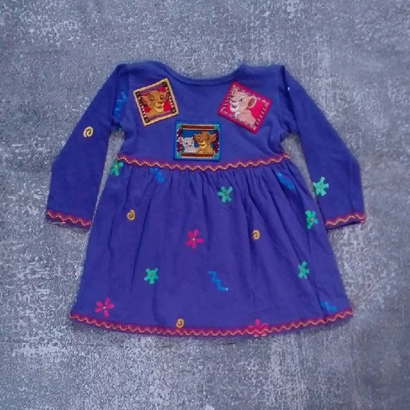 Vintage 90s Disney The Lion King Longsleeve Floral Dress - Picture 1 of 9